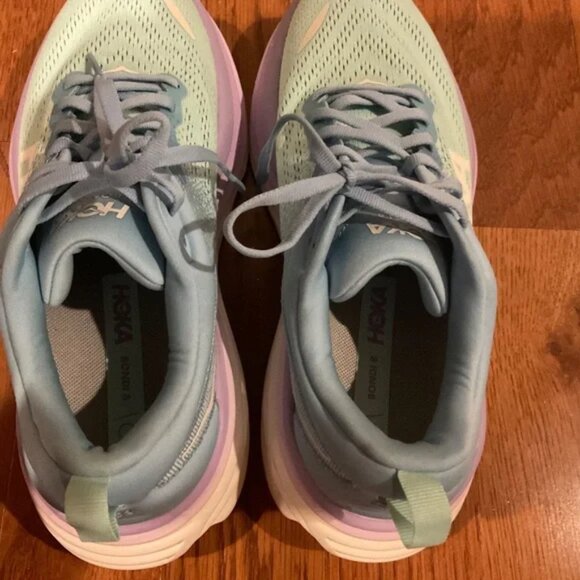HOKA Bondi 8 Running Shoe 6.5 Sneaker Airy Blue/ Sunlit Ocean - Picture 2 of 6